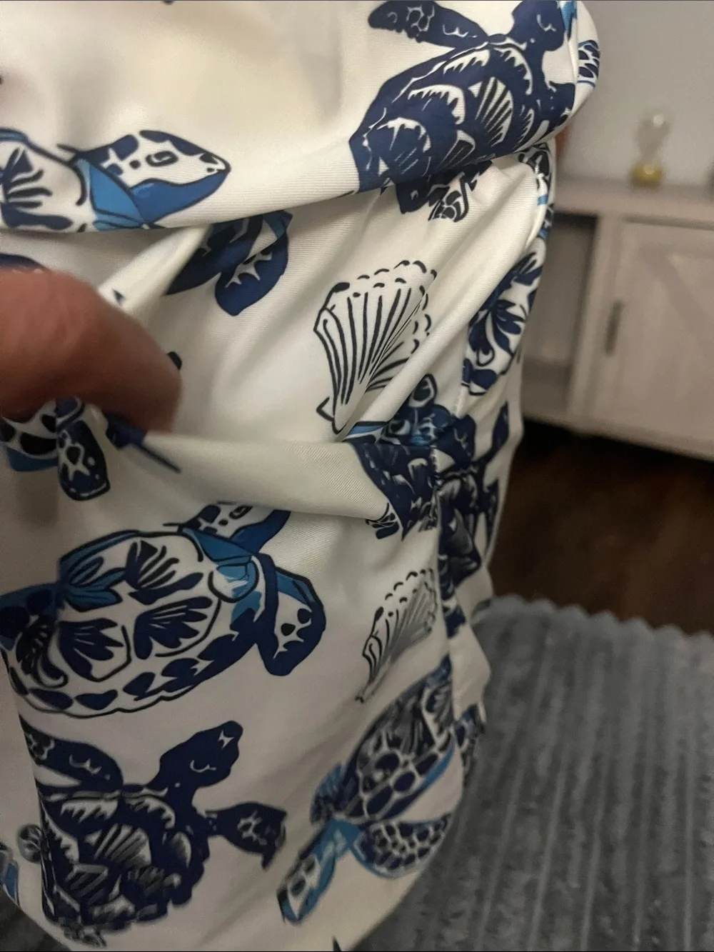 Sea Turtle Print Sleeveless Romper in Navy and White